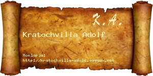 Kratochvilla Adolf névjegykártya